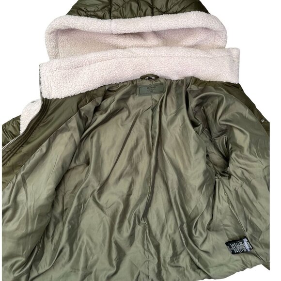 BLANK NYC Olive Green Quilted Faux Fur Line Hooded Jacket Size M - Picture 9 of 12
